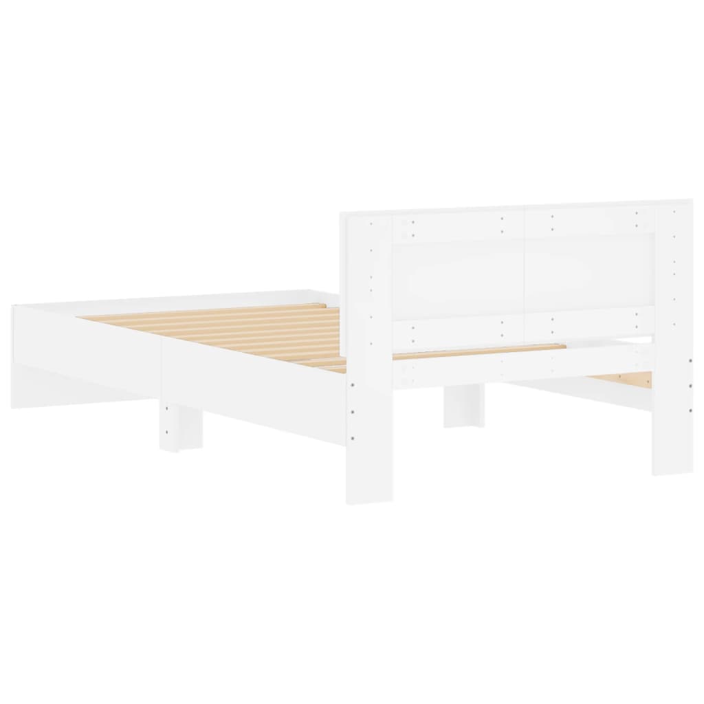 sengeramme med sengegavl 100x200 cm konstrueret træ hvid