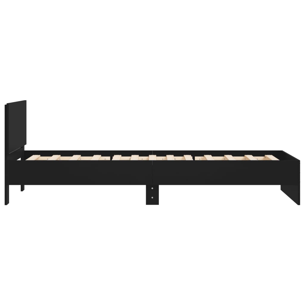 sengeramme med sengegavl 100x200 cm konstrueret træ sort
