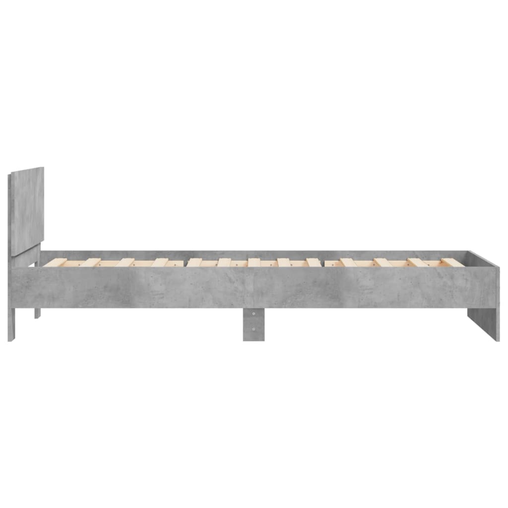 sengeramme med sengegavl 100x200 cm konstrueret træ betongrå