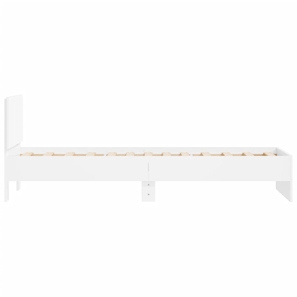sengeramme med sengegavl 90x200 cm konstrueret træ hvid