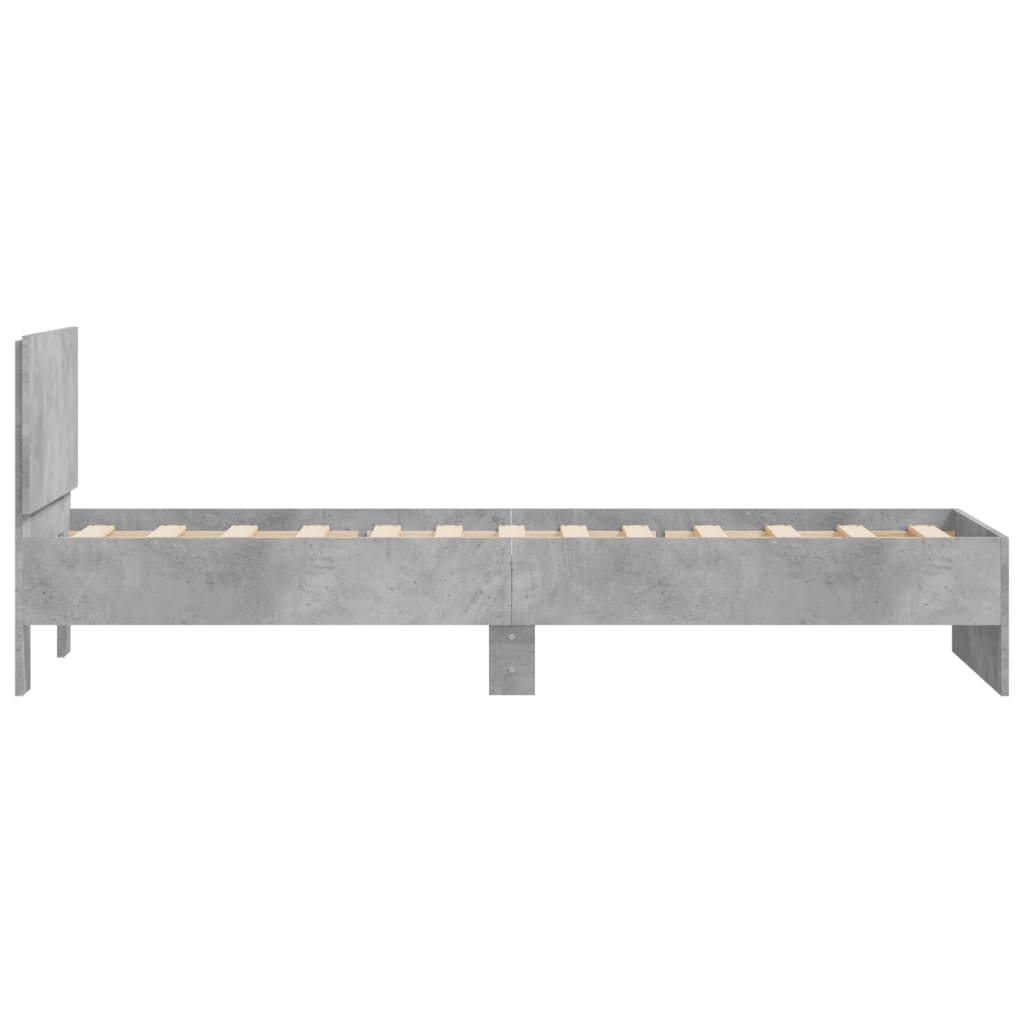 sengeramme med sengegavl 90x200 cm konstrueret træ betongrå