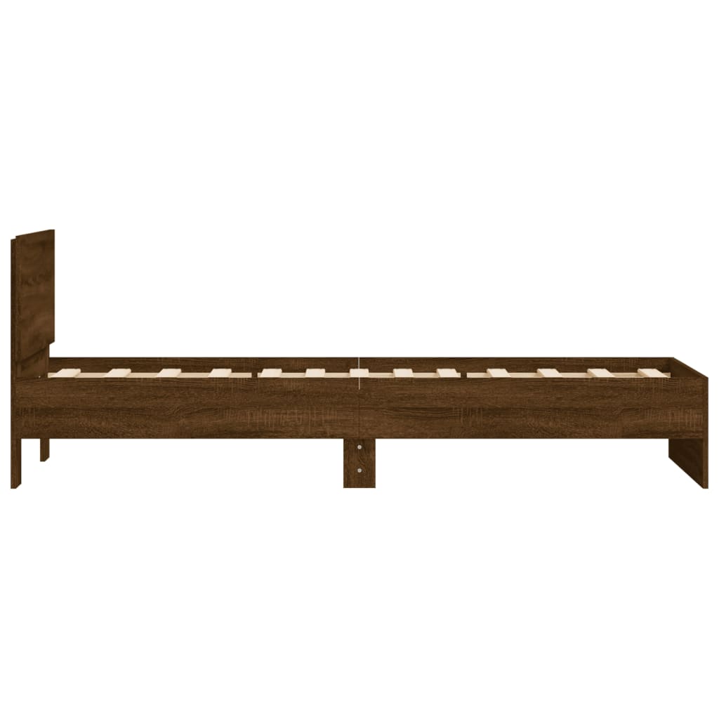 sengeramme m. sengegavl 90x200 cm uden madras brun egetræsfarve