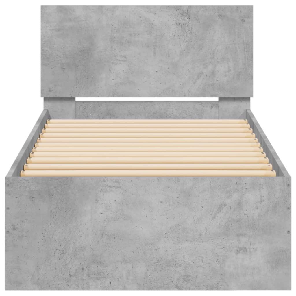 sengeramme med sengegavl 90x190 cm konstrueret træ betongrå