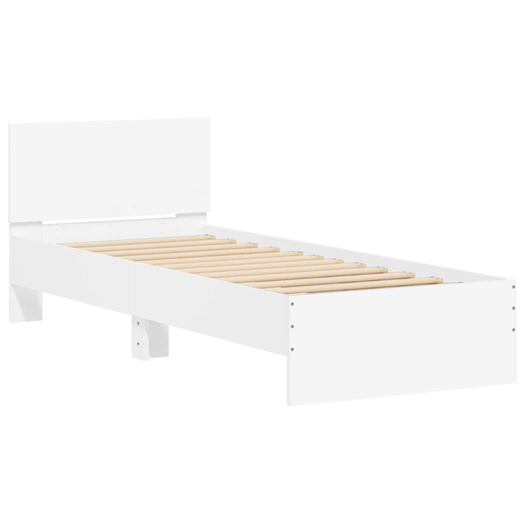 sengeramme med sengegavl 75x190 cm konstrueret træ hvid