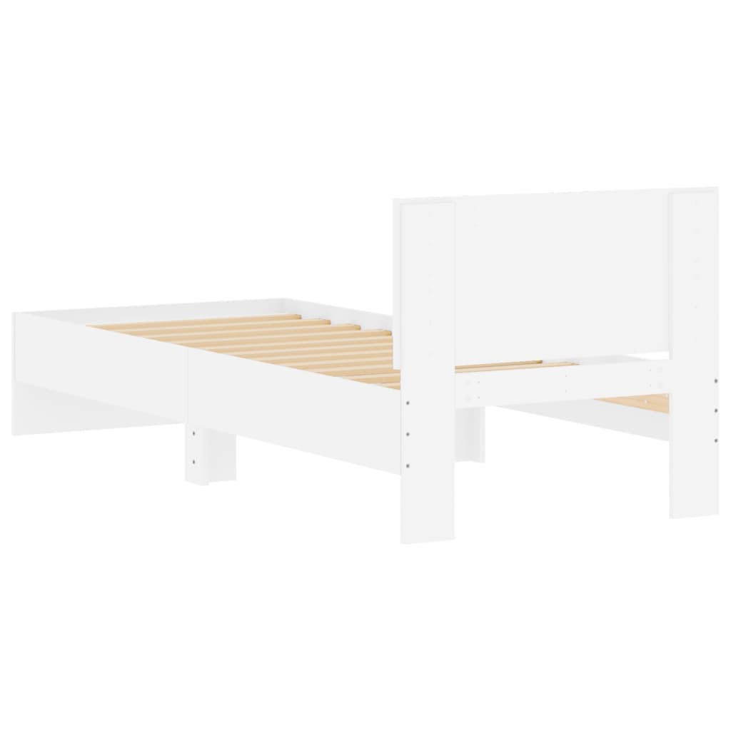 sengeramme med sengegavl 75x190 cm konstrueret træ hvid