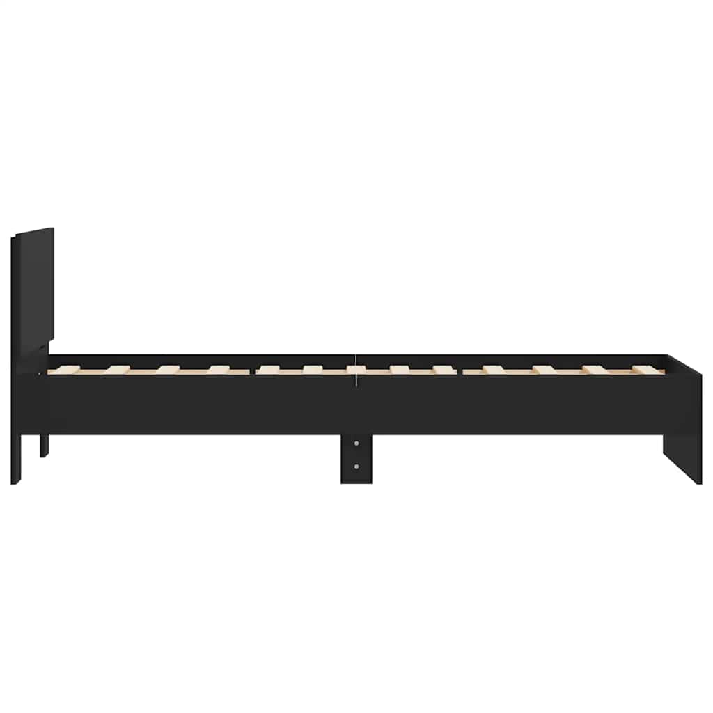 sengeramme med sengegavl 75x190 cm konstrueret træ sort