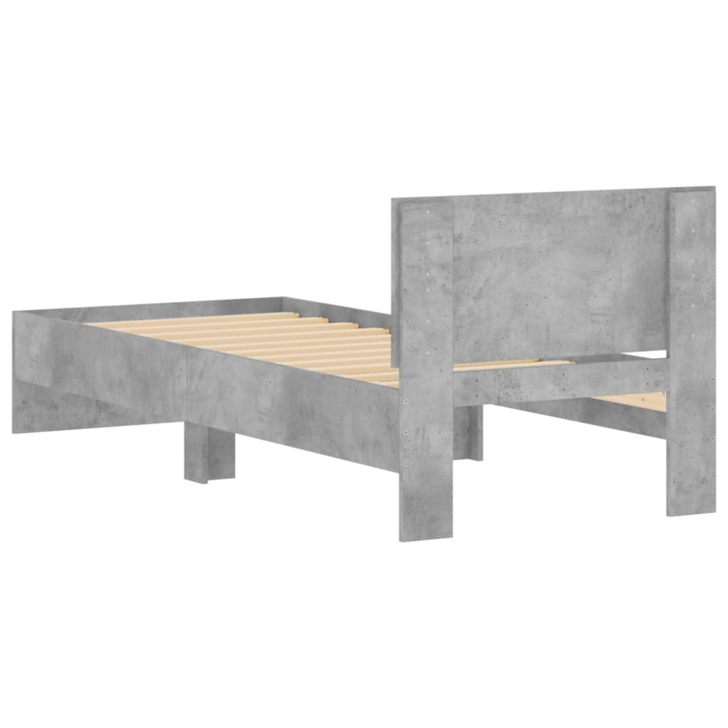 sengeramme med sengegavl 75x190 cm konstrueret træ betongrå