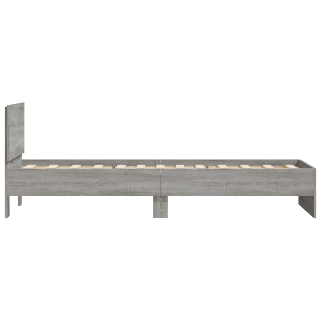 sengeramme m. sengegavl 75x190 cm konstrueret træ grå sonoma-eg