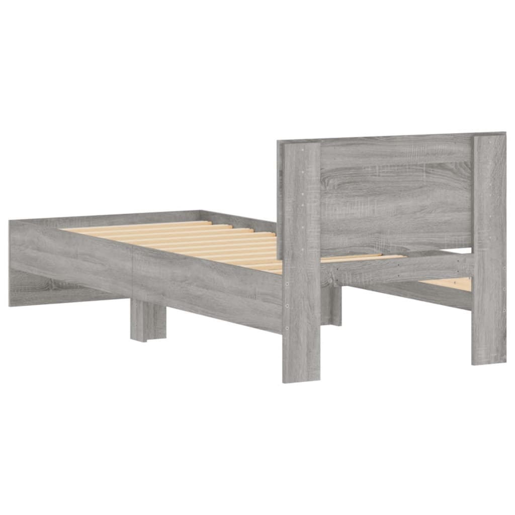 sengeramme m. sengegavl 75x190 cm konstrueret træ grå sonoma-eg