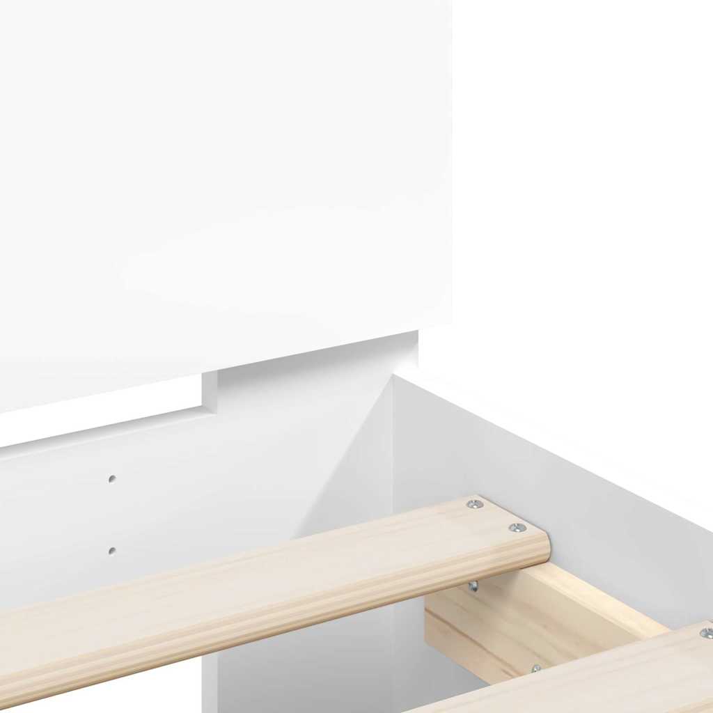 sengeramme med sengegavl og LED-lys 75x190 cm hvid