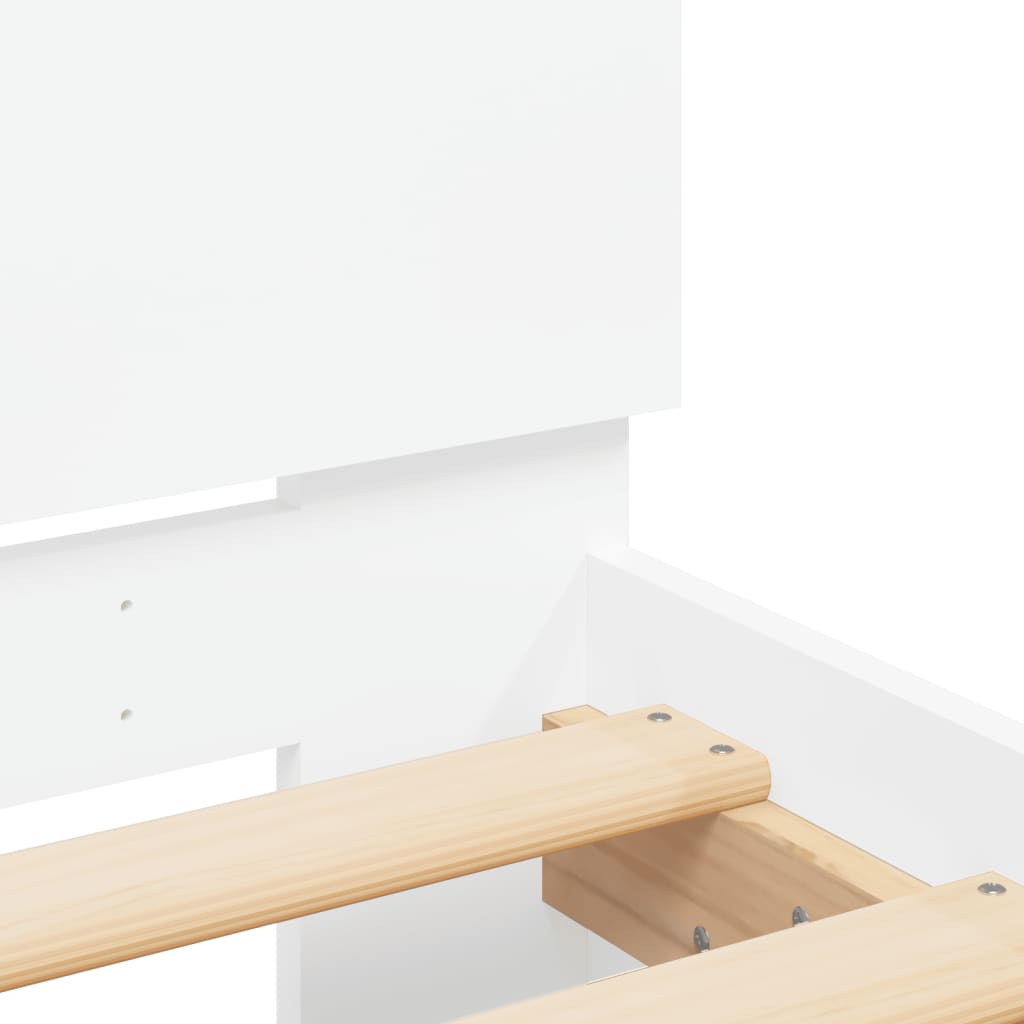 sengeramme med sengegavl og LED-lys 90x200 cm hvid