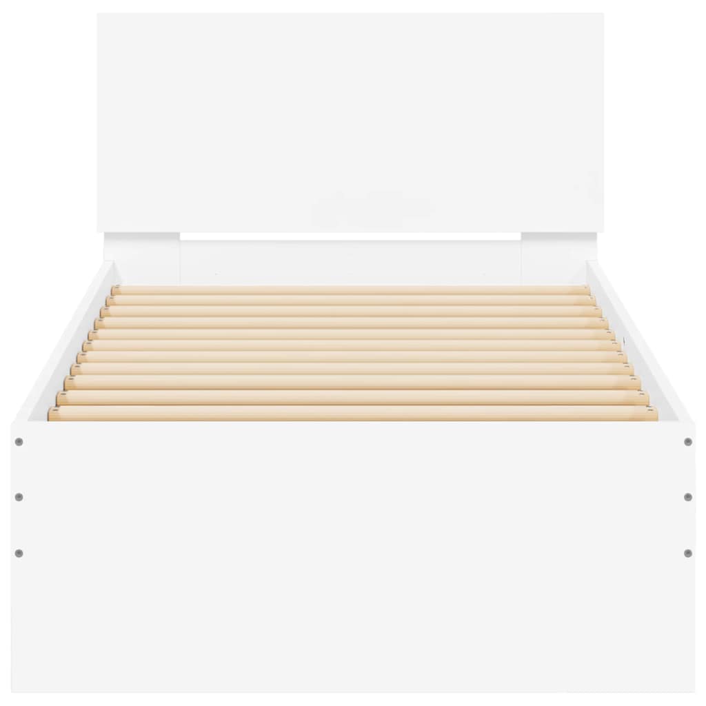 sengeramme med sengegavl og LED-lys 90x190 cm hvid