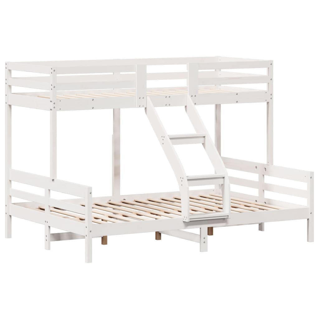 køjeseng 80x200/140x200 cm massivt fyrretræ hvid