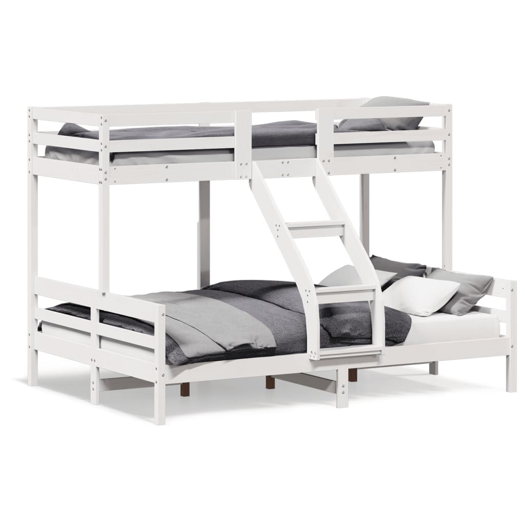 køjeseng 90x200/140x200 cm massivt fyrretræ hvid