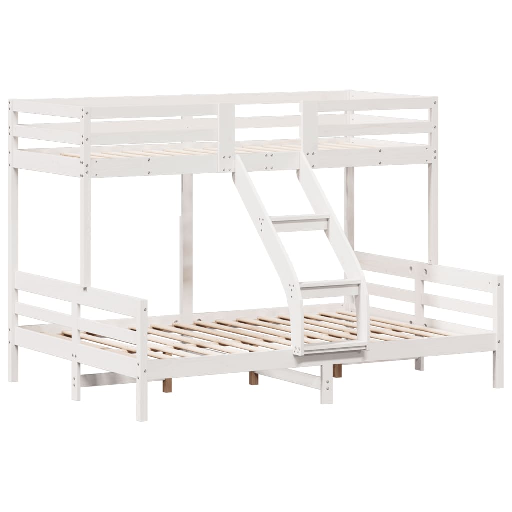 køjeseng 90x200/140x200 cm massivt fyrretræ hvid