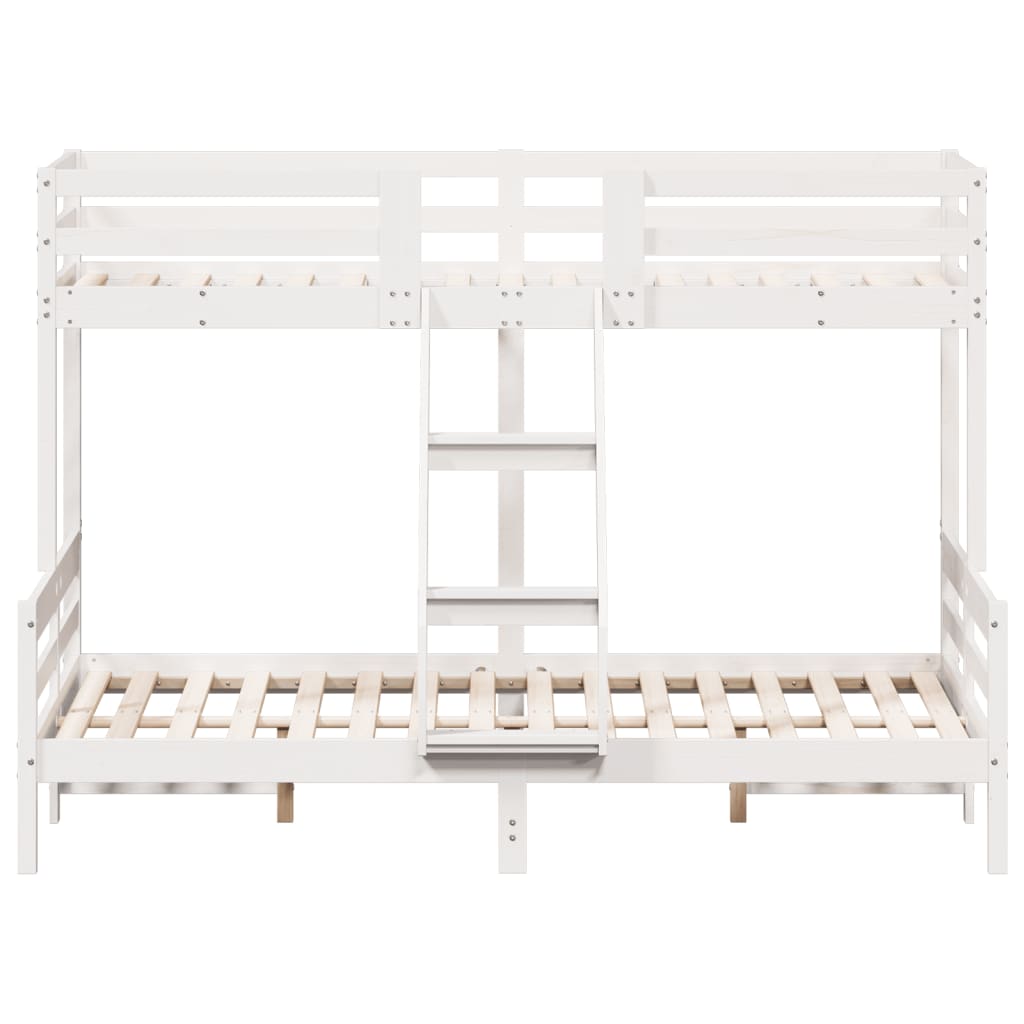 køjeseng 90x200/140x200 cm massivt fyrretræ hvid