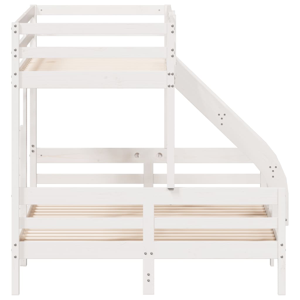 køjeseng 90x200/140x200 cm massivt fyrretræ hvid