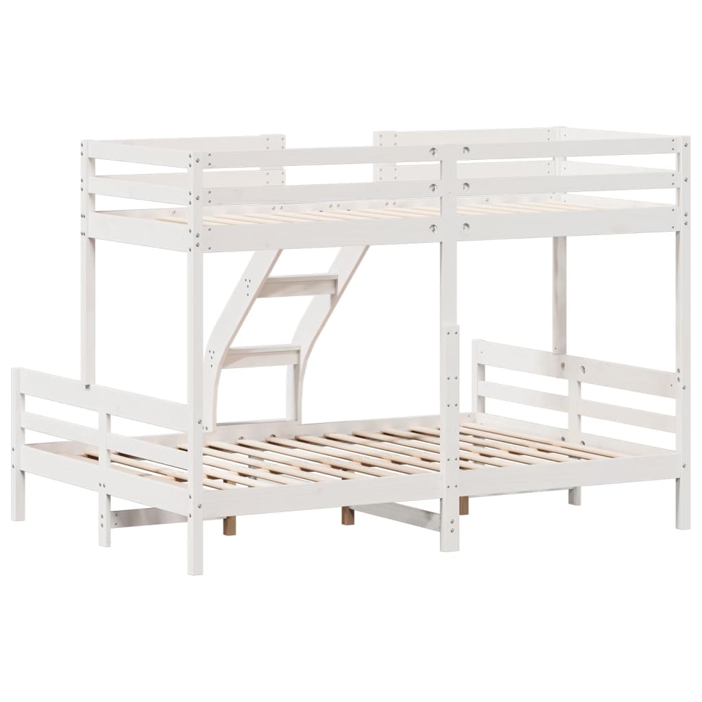 køjeseng 90x200/140x200 cm massivt fyrretræ hvid