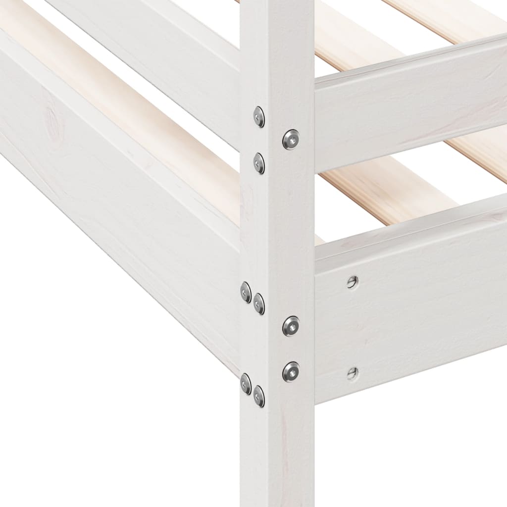 køjeseng 90x200/140x200 cm massivt fyrretræ hvid
