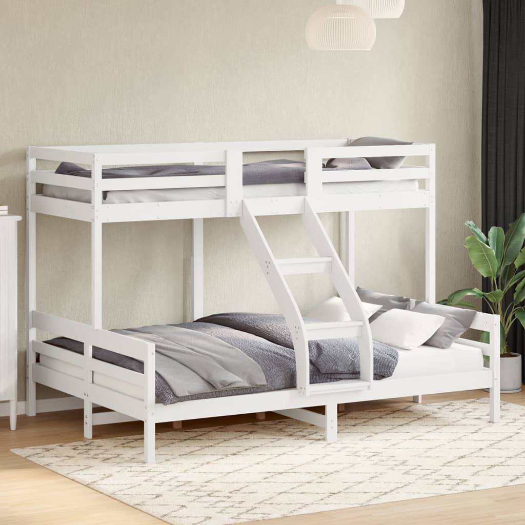 køjeseng 90x200/140x200 cm massivt fyrretræ hvid
