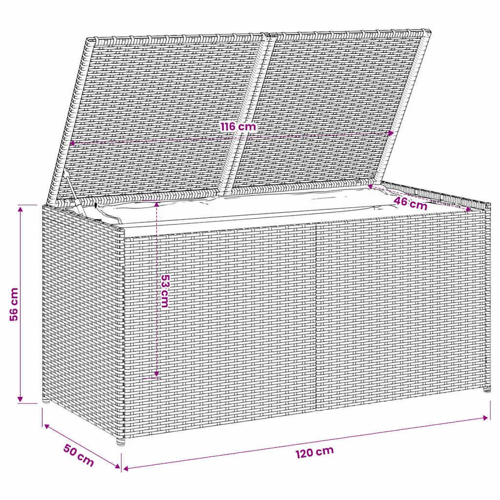 opbevaringsboks til haven 283 l polyrattan sort