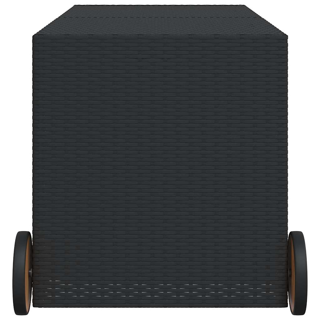 opbevaringsboks med hjul 283 l polyrattan sort