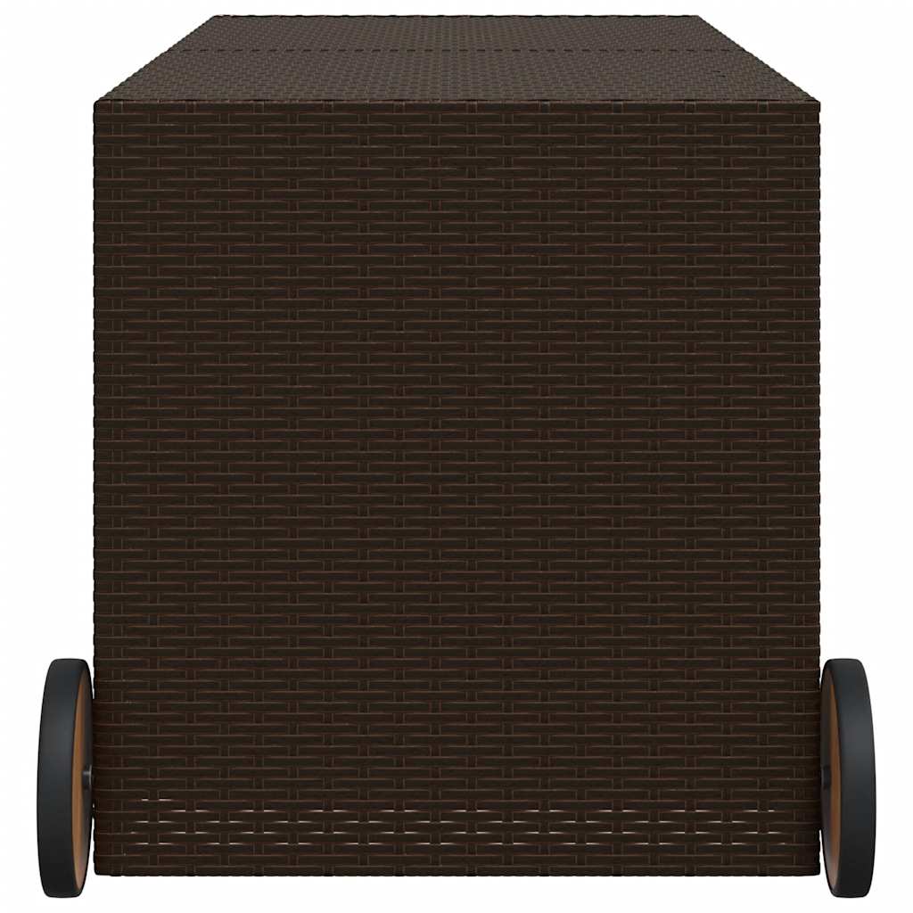 opbevaringsboks med hjul 283 l polyrattan brun