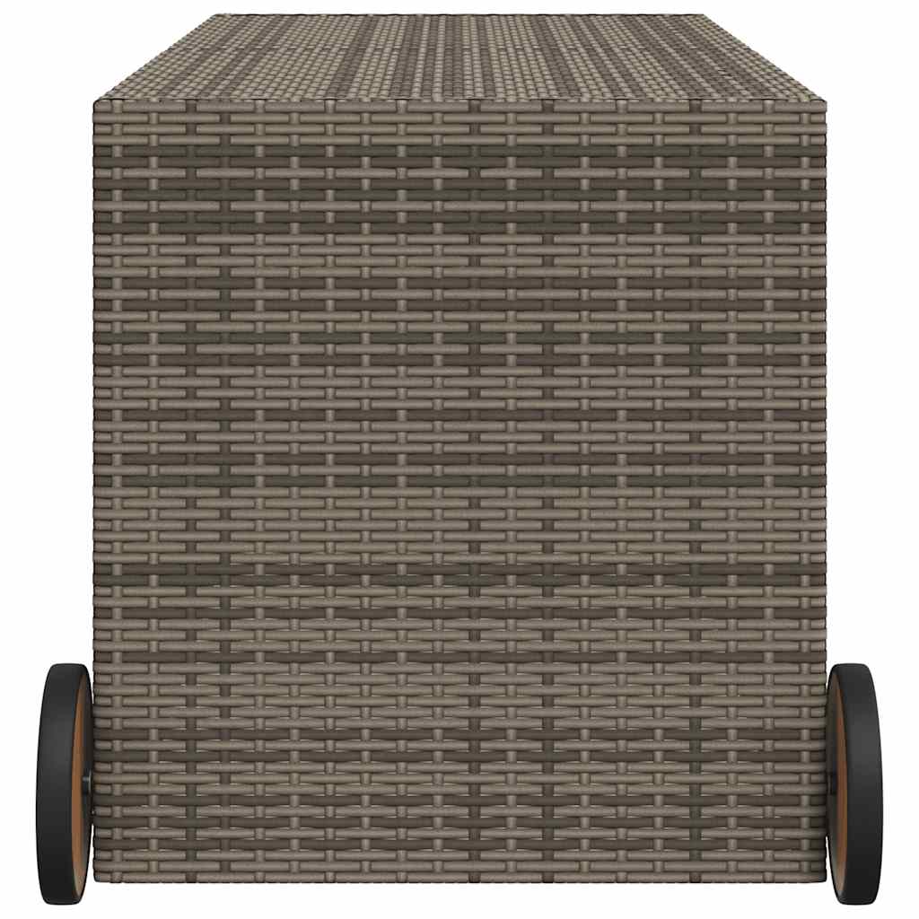opbevaringsboks med hjul 283 l polyrattan grå