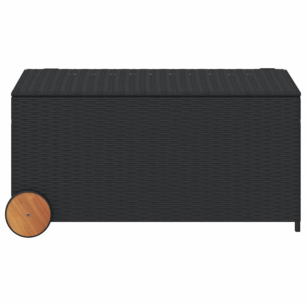 opbevaringsboks med hjul 190 l polyrattan sort