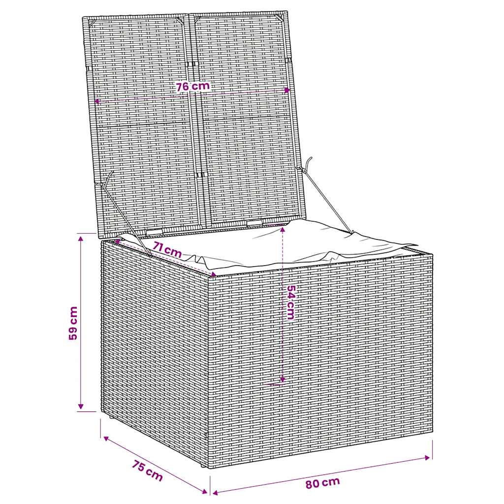 opbevaringsboks til haven 291 l polyrattan sort