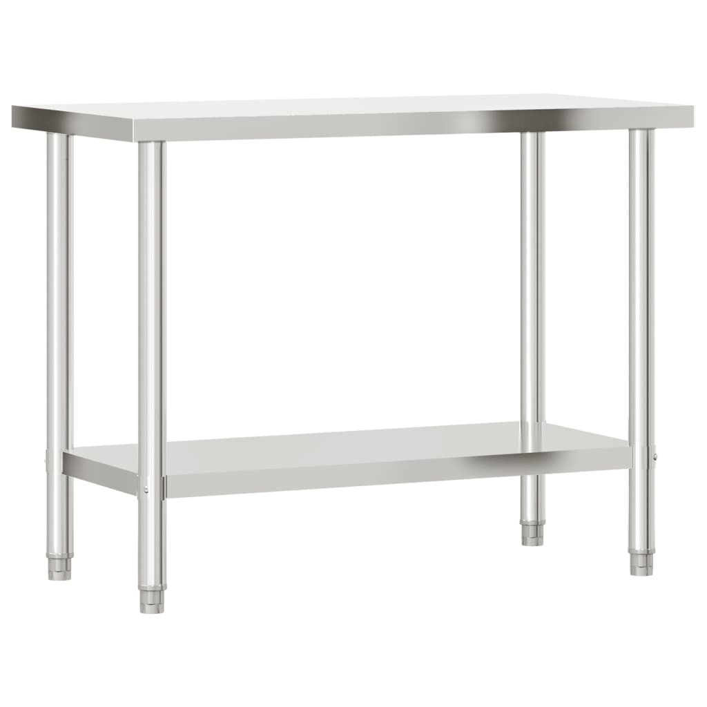 køkkenbord med tophylde 110x55x120 cm rustfrit stål