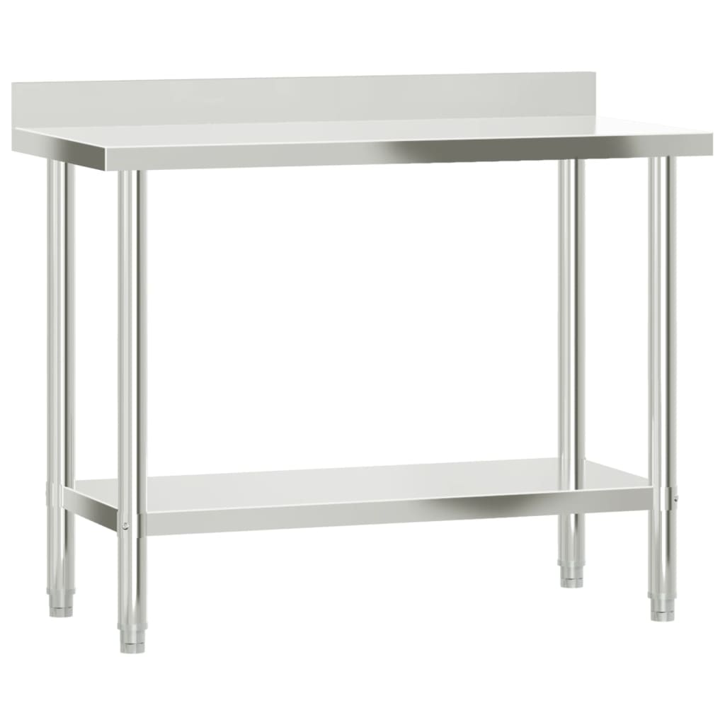 køkkenbord med tophylde 110x55x120 cm rustfrit stål