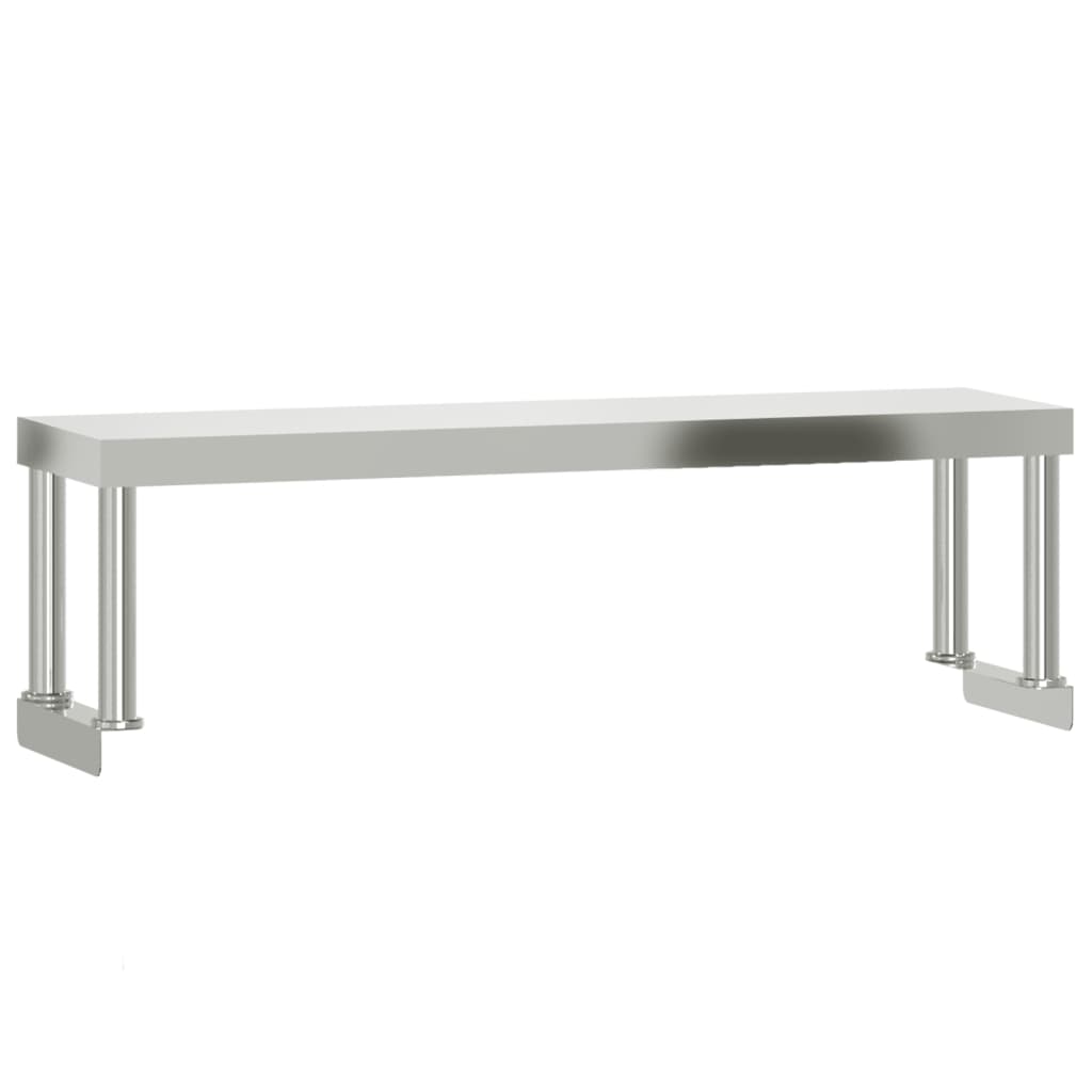 køkkenbord med tophylde 110x30x120 cm rustfrit stål