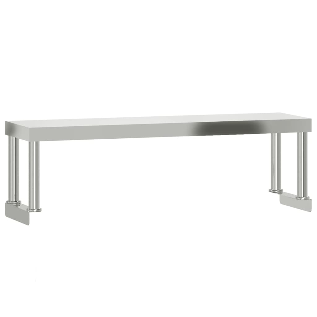 køkkenbord med tophylde 110x55x120 cm rustfrit stål