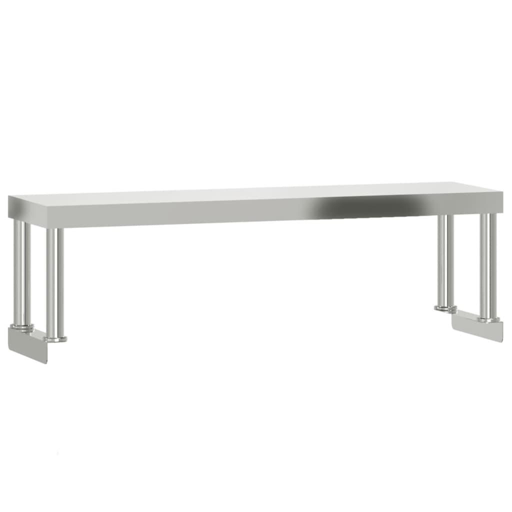 køkkenbord med tophylde 110x55x120 cm rustfrit stål