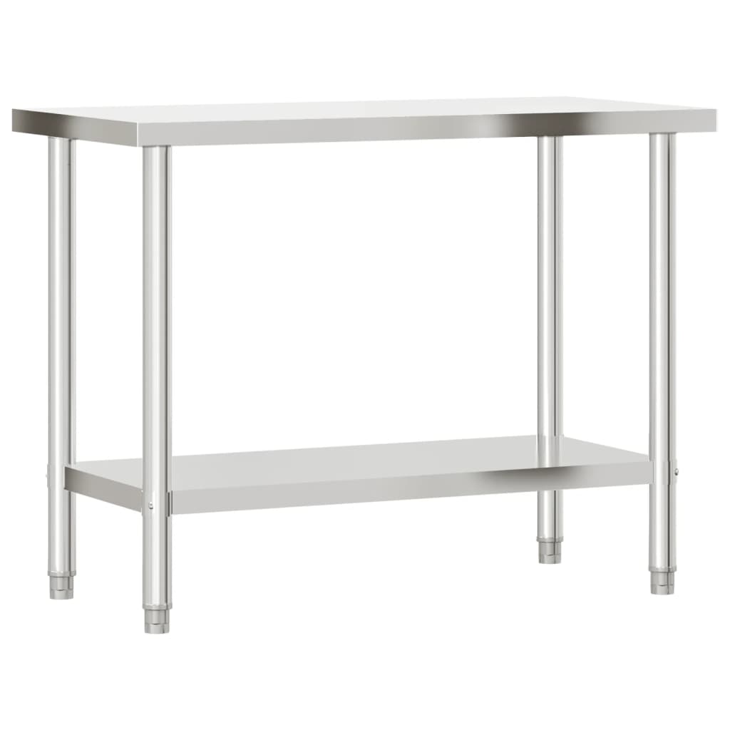 køkkenbord med tophylde 110x55x150 cm rustfrit stål