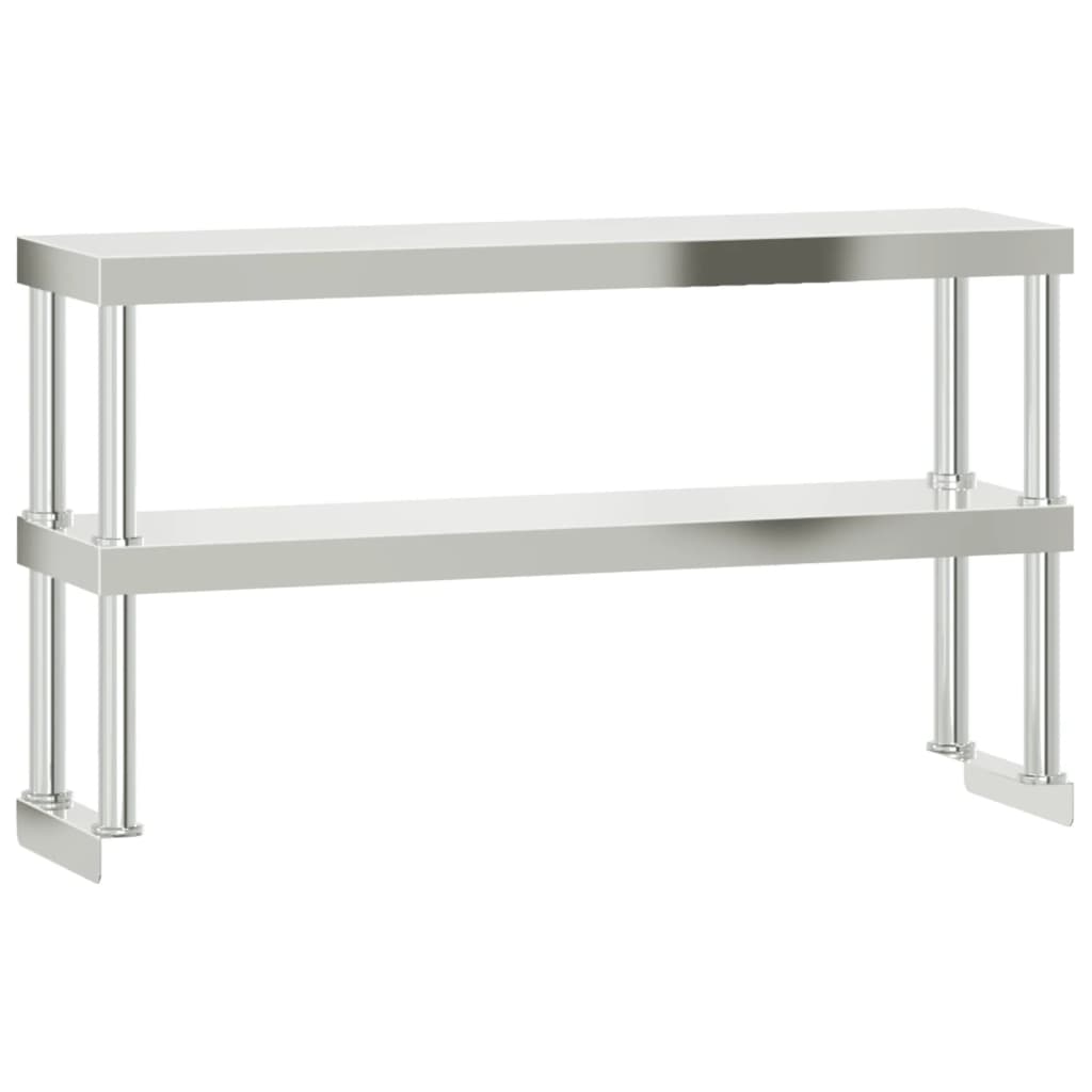 køkkenbord med tophylde 110x30x150 cm rustfrit stål