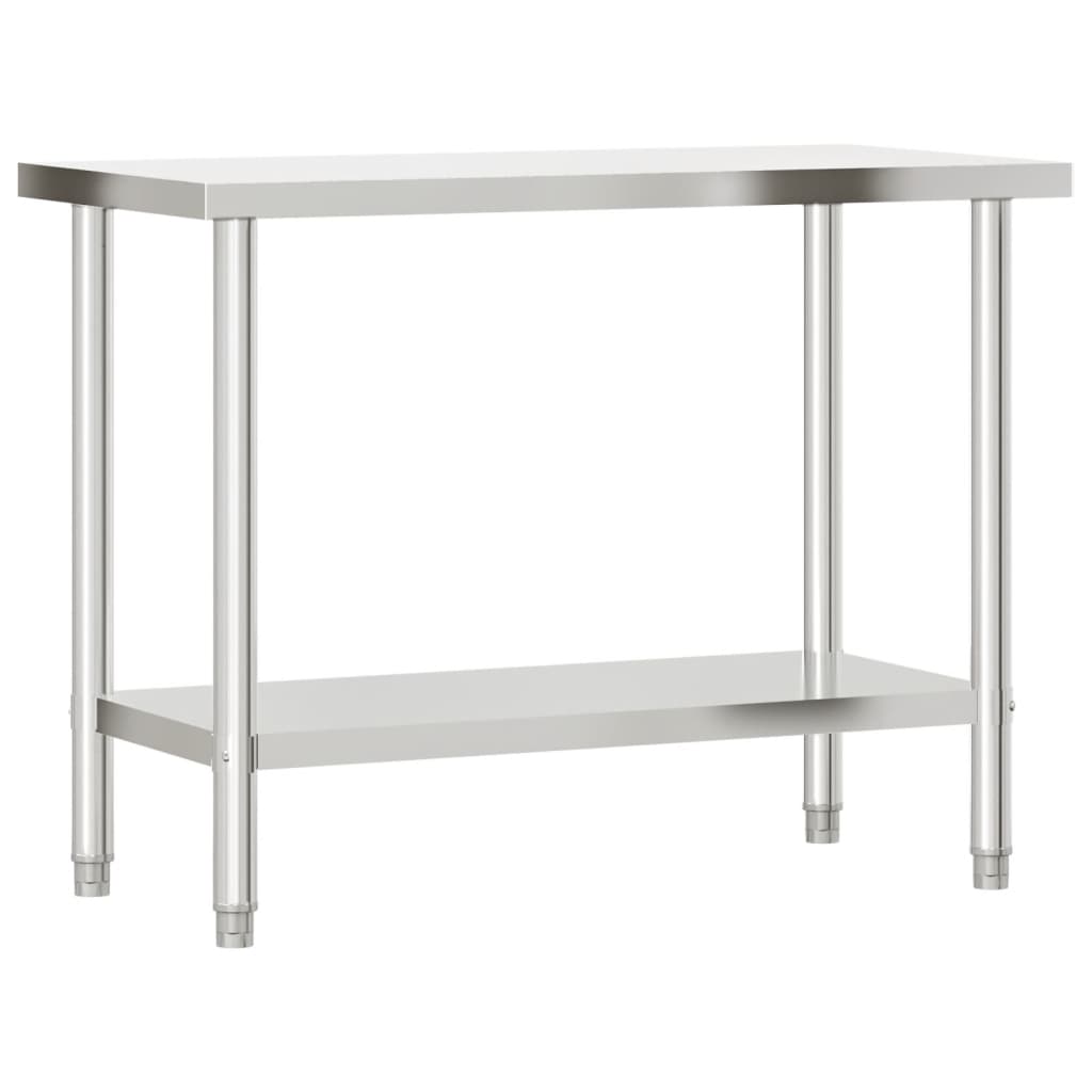 køkkenbord med tophylde 110x55x150 cm rustfrit stål