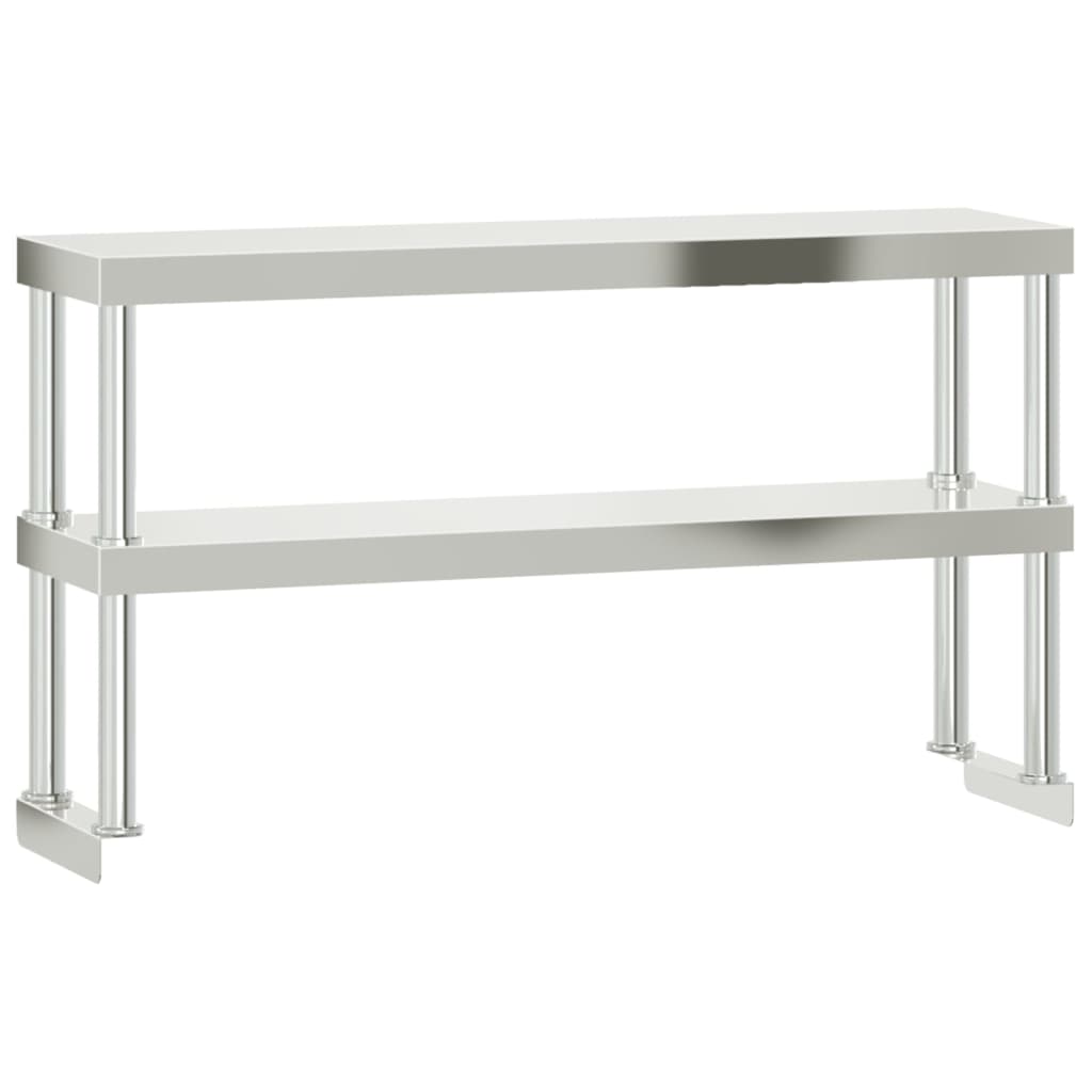 køkkenbord med tophylde 110x55x150 cm rustfrit stål