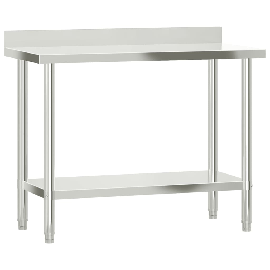 køkkenbord med tophylde 110x55x150 cm rustfrit stål
