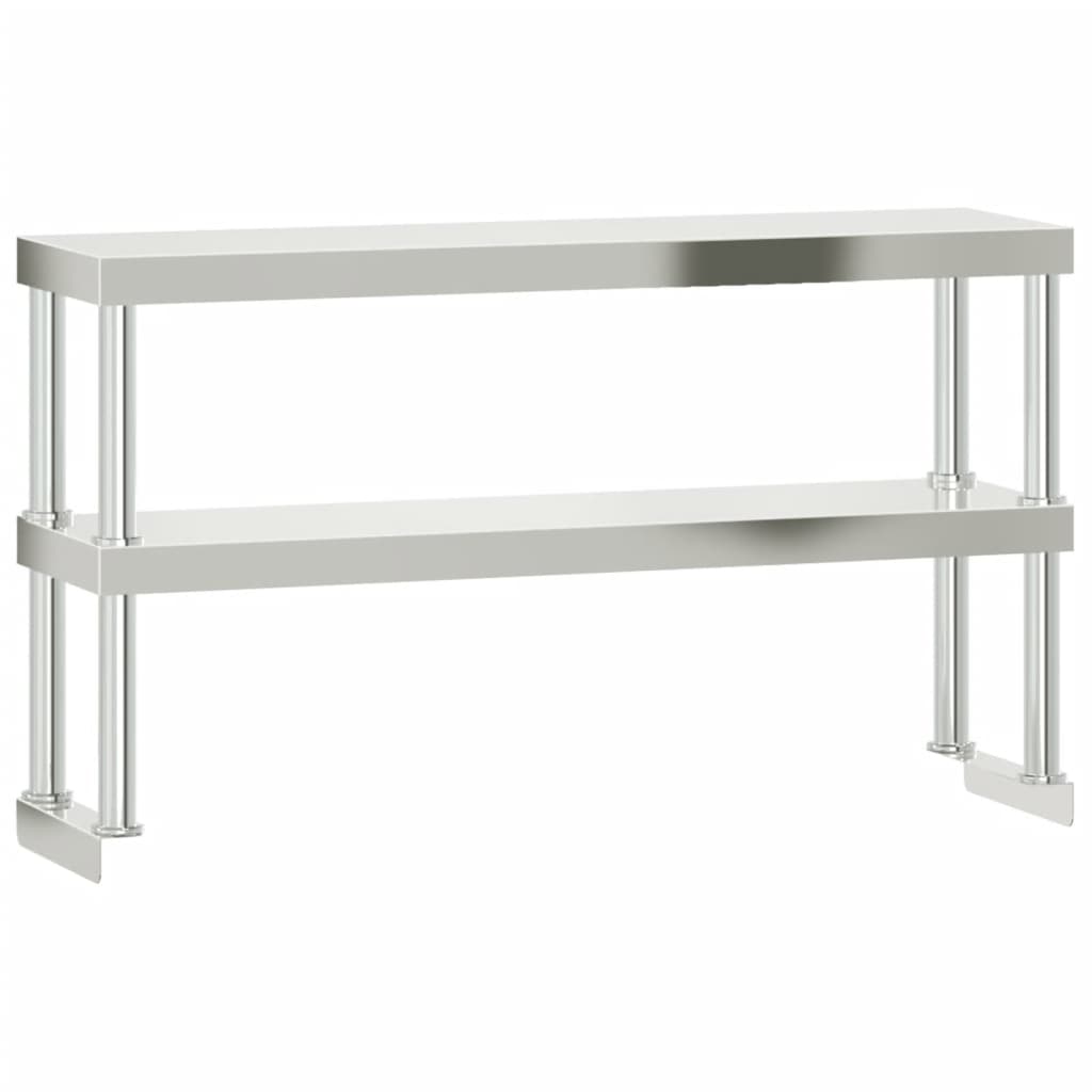 køkkenbord med tophylde 110x55x150 cm rustfrit stål