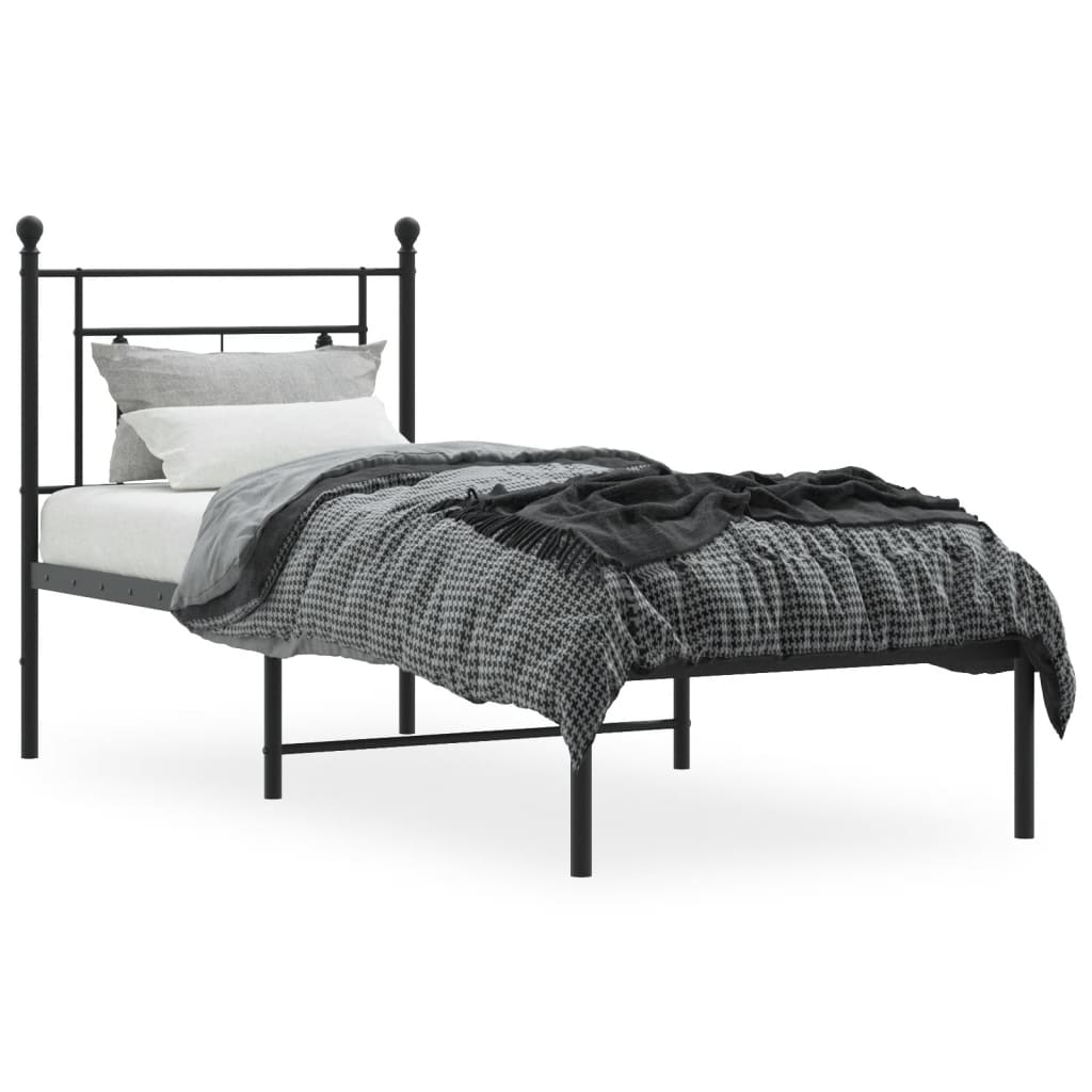 sengeramme med sengegavl 75x190 cm metal sort
