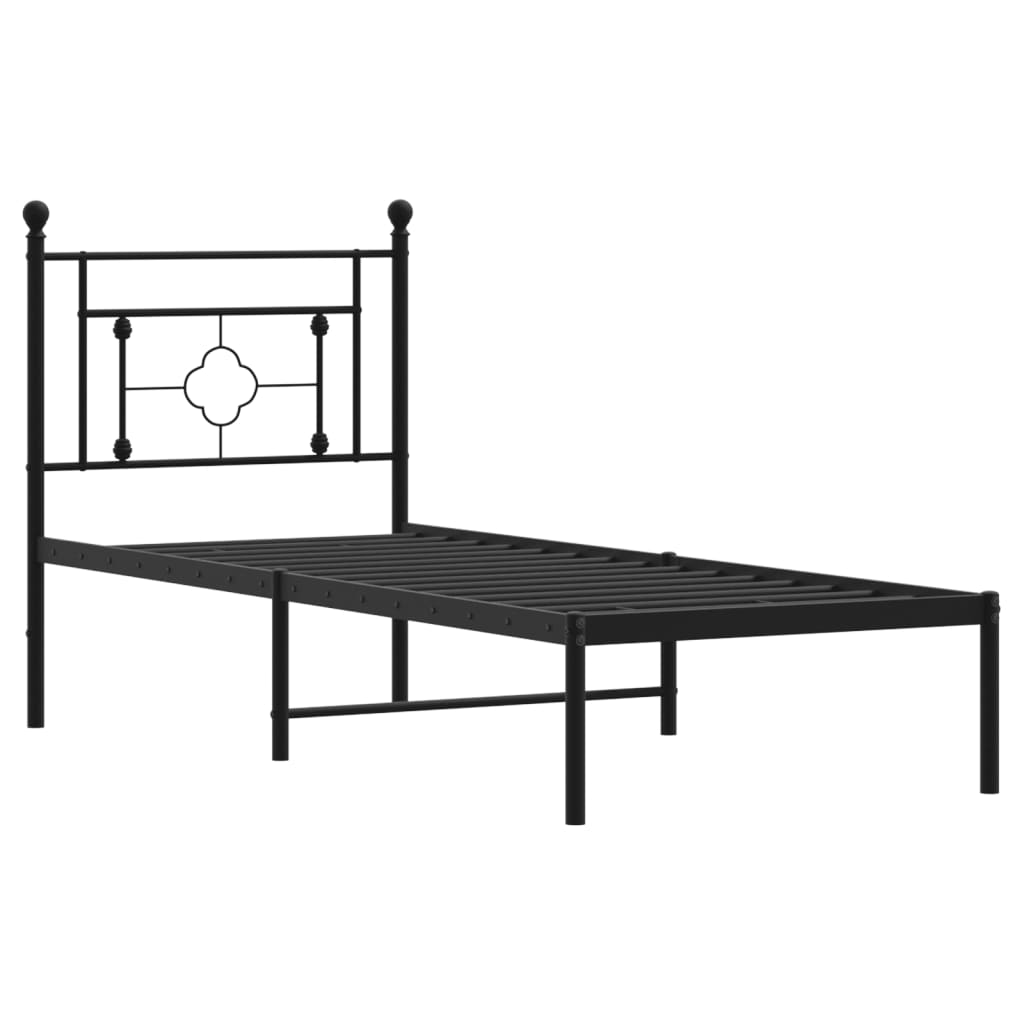 sengeramme med sengegavl 75x190 cm metal sort