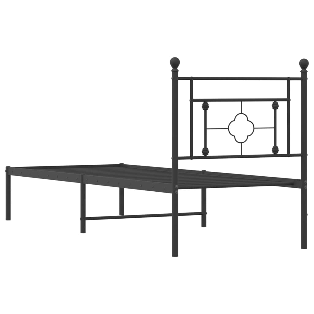 sengeramme med sengegavl 75x190 cm metal sort
