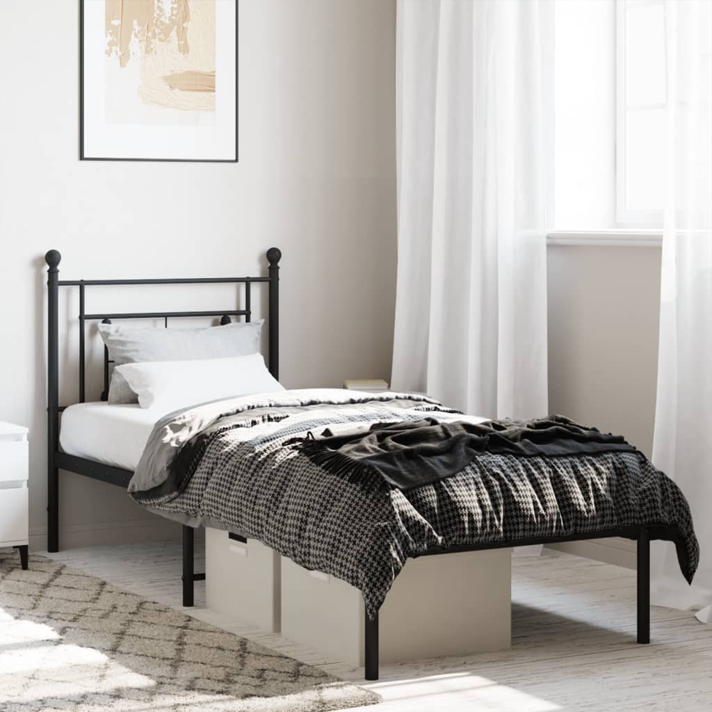 sengeramme med sengegavl 75x190 cm metal sort
