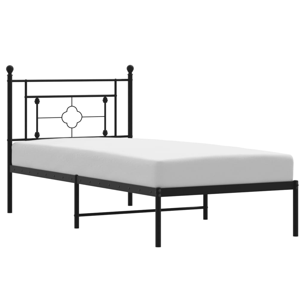 sengeramme med sengegavl 90x190 cm metal sort