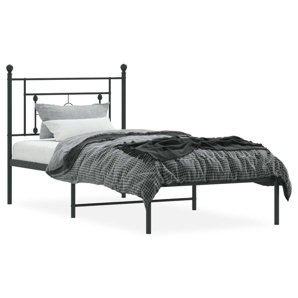 sengeramme med sengegavl 90x190 cm metal sort