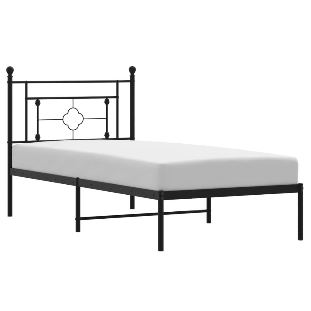 sengeramme med sengegavl 90x200 cm metal sort