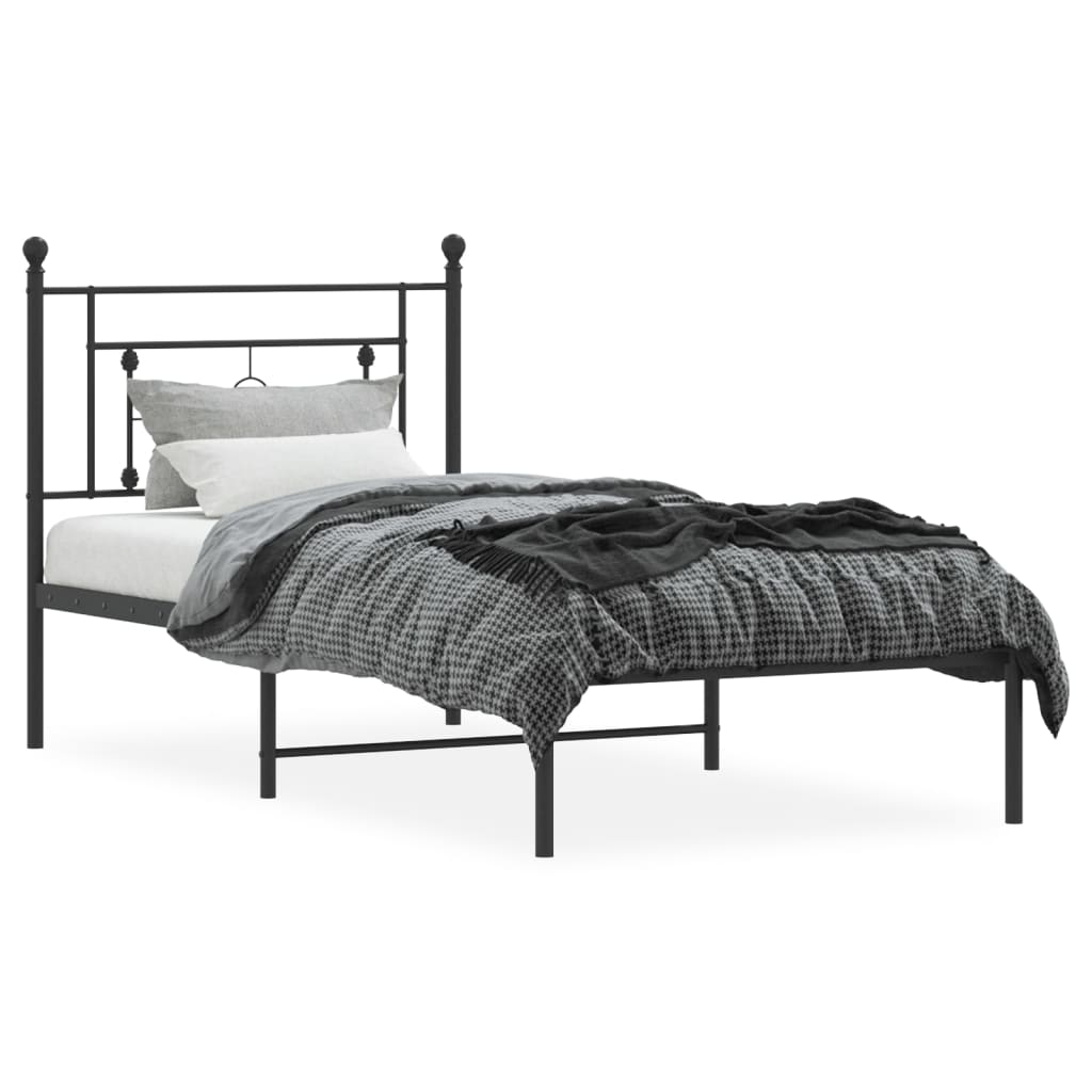 sengeramme med sengegavl 90x200 cm metal sort