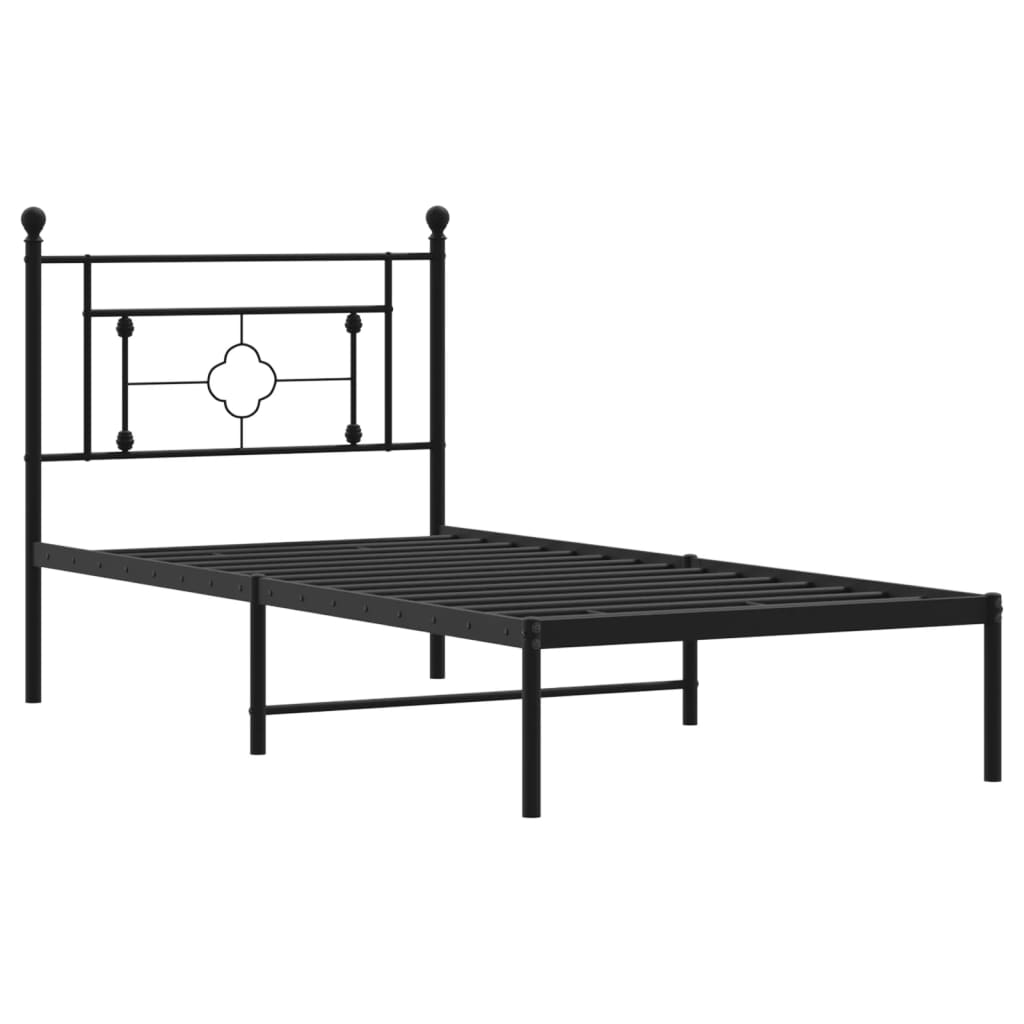 sengeramme med sengegavl 90x200 cm metal sort